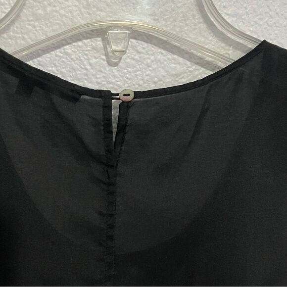 “Beautiful People LA” 100% Silk Navy Blue Sheer Sleeveless Draping Neck Top S - Picture 12 of 14